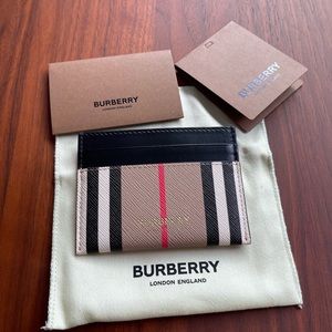 BURBERRY Sandon Canvas & Leather Card Case